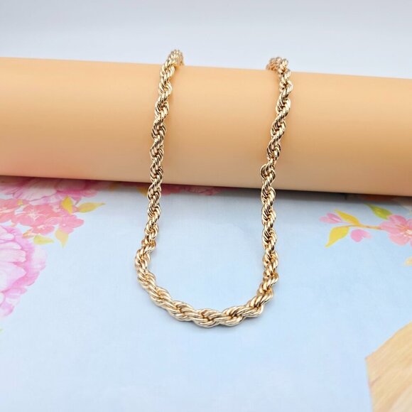 "Bold Rope Style Rose Gold Necklace for Men & Women, 19.7 Inch Length, XPNL0082 - Picture 5 of 12